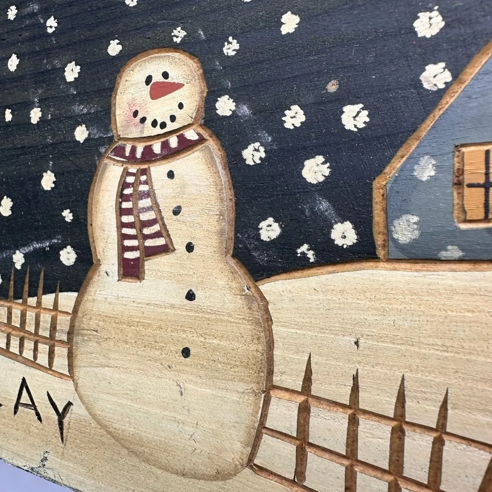 Simplier Times wooden carved winter decor
